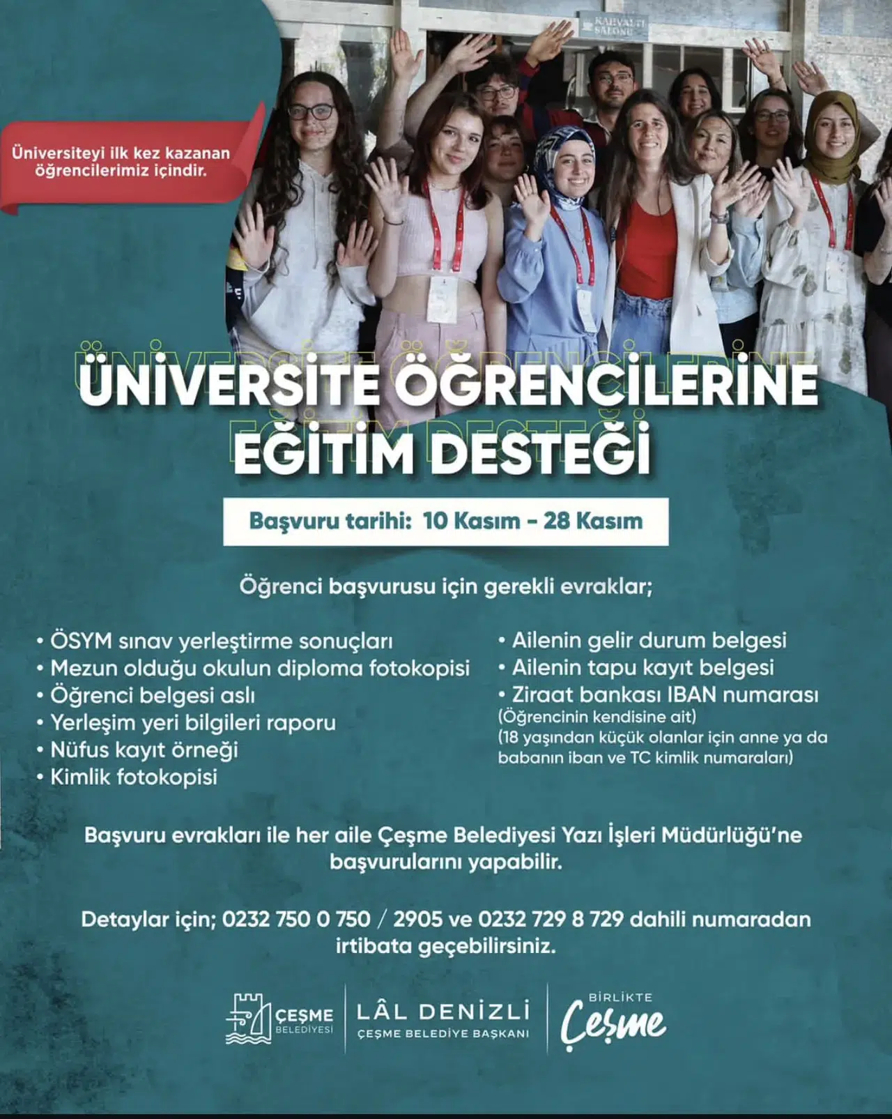 Çeşme Belediyesinden üniversiteli gençlere eğitim desteği