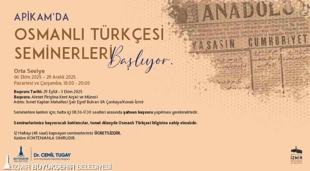 APİKAM'da “Orta Seviye Osmanlı Türkçesi Seminerleri” başlıyor