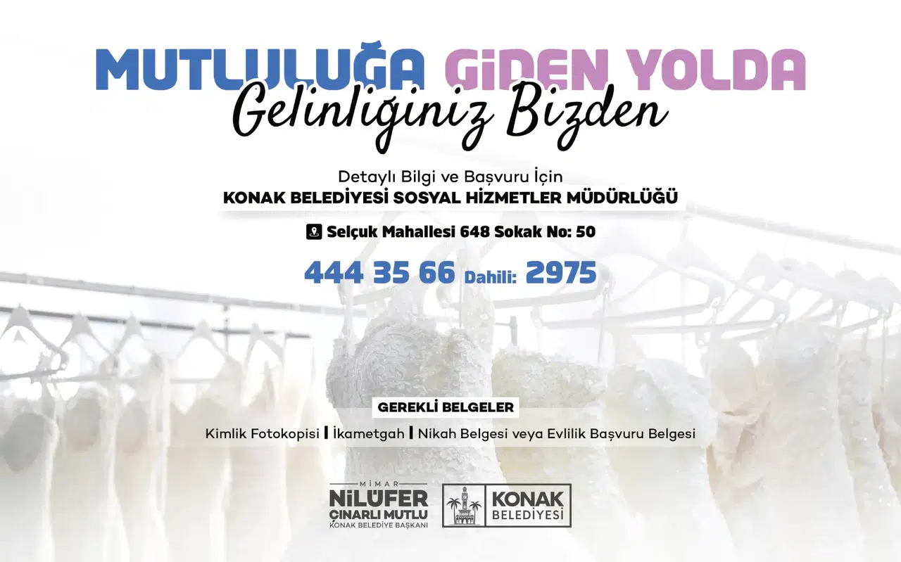 Konak’tan mutluluk yolundaki çiftlere gelinlik desteği