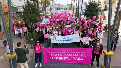 Menemenli kadınlardan pembe yürüyüş!