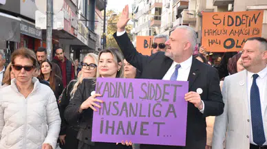 Menemen, kadına şiddete karşı tek ses oldu