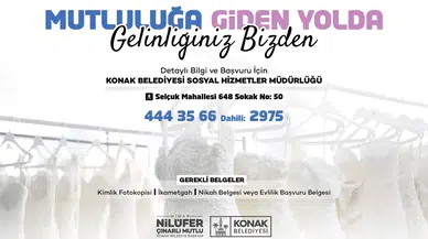 Konak’tan mutluluk yolundaki çiftlere gelinlik desteği