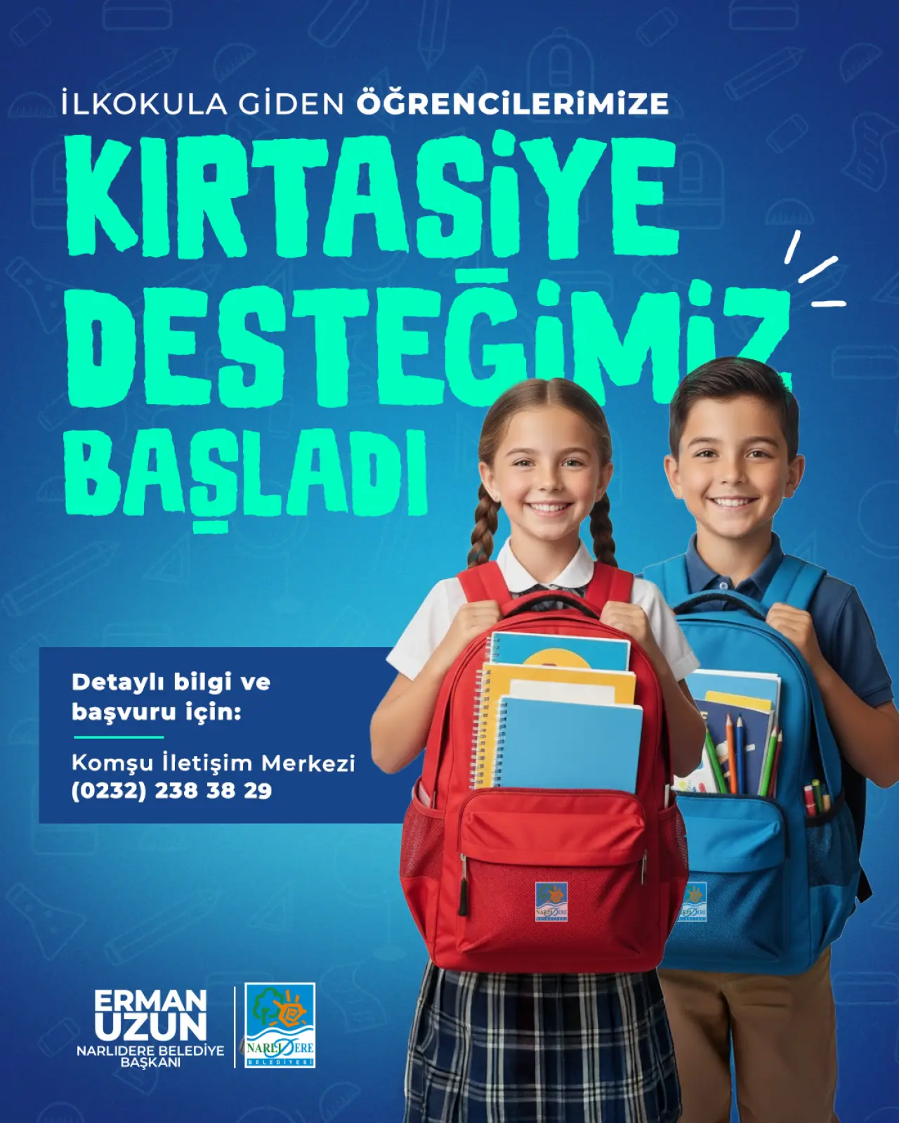 Narlıdere Belediyesi, ihtiyaç sahibi ailelerin ilkokul çağındaki çocuklarına çanta ve kırtasiye seti desteği sağlıyor