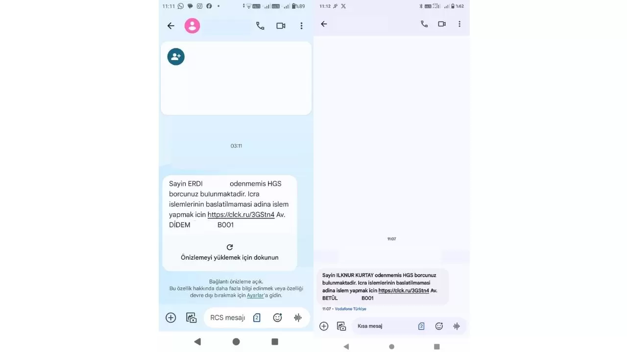 HGS ve E-Devlet kullanıcılarının bilgileri çalındı, dolandırıcılar SMS yoluyla tuzak kuruyor. Vatandaşlar, 'icra takibi' yalanına kanmayın! Uzmanlar uyarıyor: Bağlantılara tıklamayın!