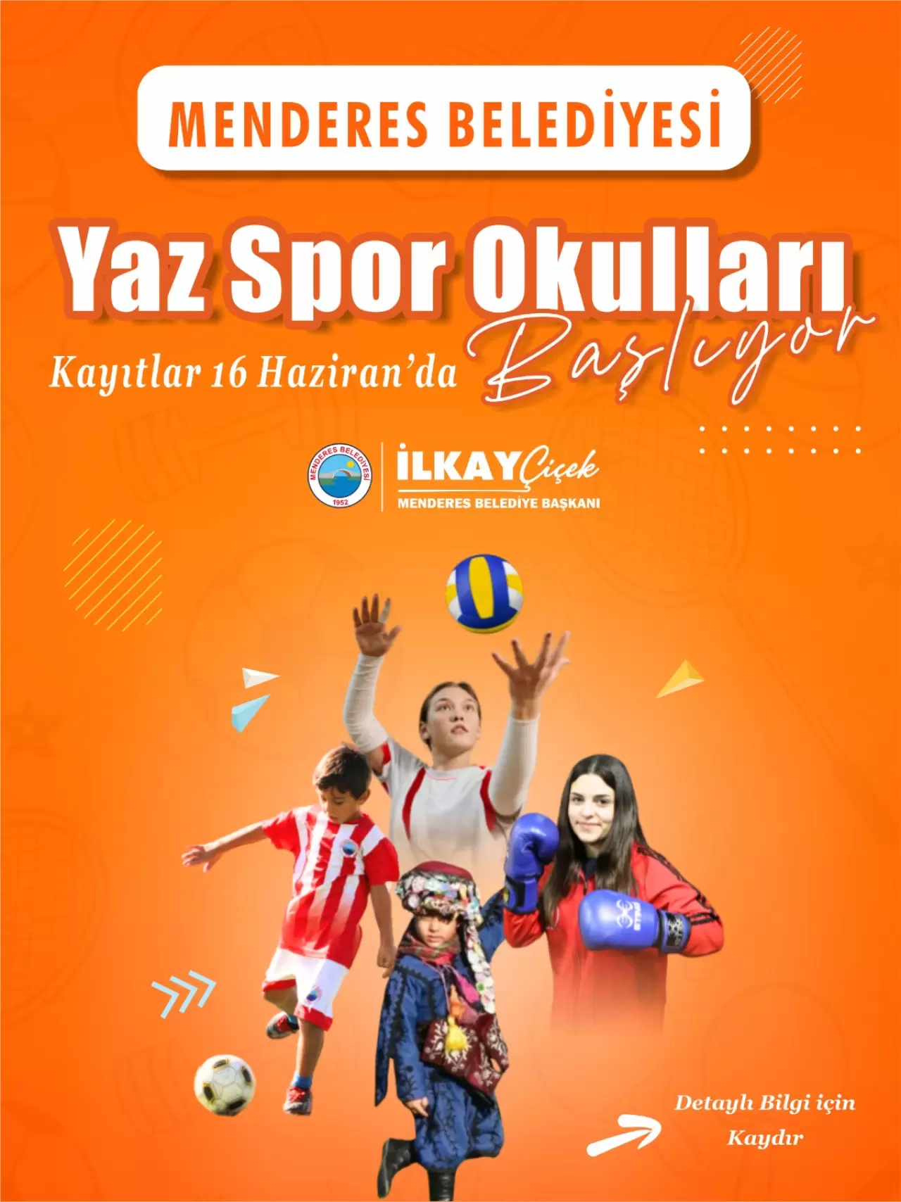 Menderes Belediyesi, yaz spor okullarını açıyor. Kayıtlar 16 Haziran’dan itibaren yapılabilecek.