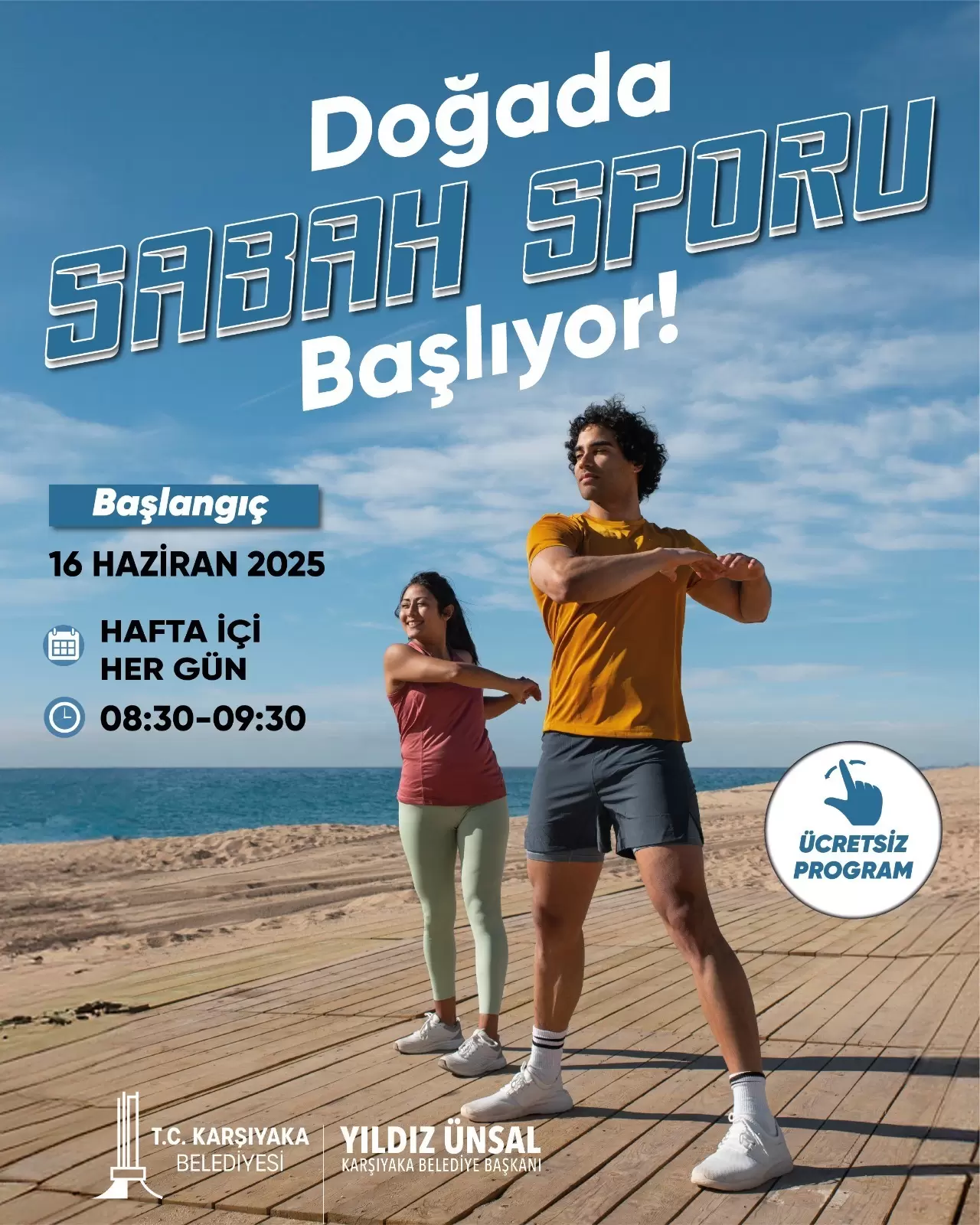 Aktif ve sağlıklı bir toplum için yıl boyunca sportif etkinliklerini sürdüren Karşıyaka Belediyesi, yaz aylarının gelişiyle birlikte sabah aktivitelerini açık alanlara taşıdı. Bu haftadan itibaren ilçenin 5 farklı noktasında, hafta içi her gün ücretsiz sabah sporu buluşmaları gerçekleştirilecek. Başkan Yıldız Ünsal “Herkes için her yaşta spor anlayışıyla vatandaşlarımızı bu yaz da nitelikli etkinliklerle buluşturmaya devam edeceğiz” dedi.