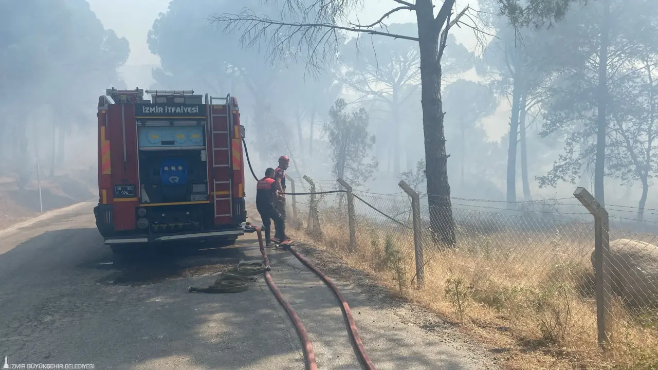 İzmir’in Bergama ilçesinde sabah saatlerinde başlayan yangın şiddetli rüzgarın etkisiyle ormanlık alana sıçradı.
