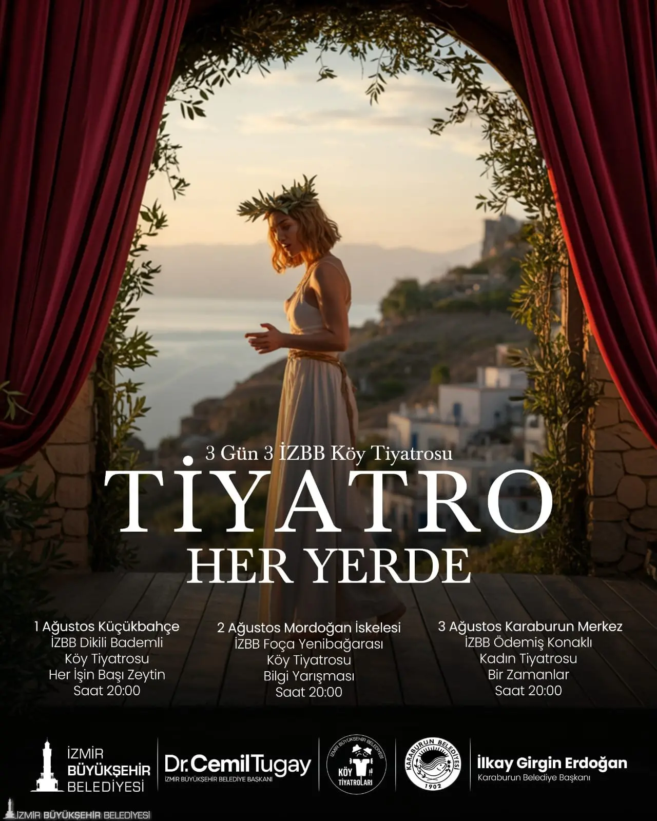 İzmir Büyükşehir Belediyesi ağustos ayında İzmir’in dört bir yanında birbirinden farklı ve eğlenceli etkinlikler düzenliyor. Konserlerden tiyatro oyunlarına; sergilerden şenlik ve festivallere kadar dopdolu program, İzmirlilerde yaz neşesi yaşatacak.