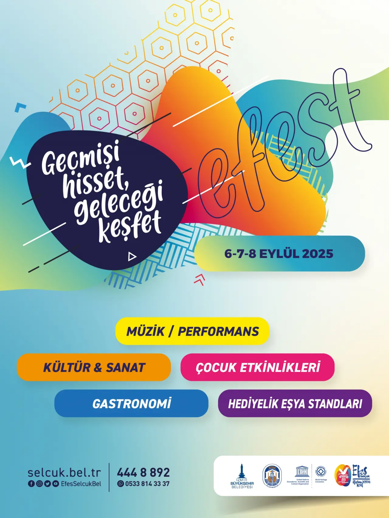 Efes Selçuk Belediyesi tarafından bu yıl 55.si düzenlenecek olan kültür, sanat ve yaşam festivali EFEST, 6-7-8 Eylül tarihlerinde Efes Selçuk ile buluşuyor. “Geçmişi Hisset, Geleceği Keşfet” sloganıyla Efes Selçuk’un kurtuluşunun 103. Yılı EFEST ile üç gün boyunca coşkuyla kutlanacak. EFEST’te bu yıl gastronomik etkinliklere, kültür ve sanat etkinliklerine daha geniş yer verilecek. Usta Gazeteci Uğur Dündar EFEST’in ilk gününde Efes Selçuklular ile bir araya gelecek.